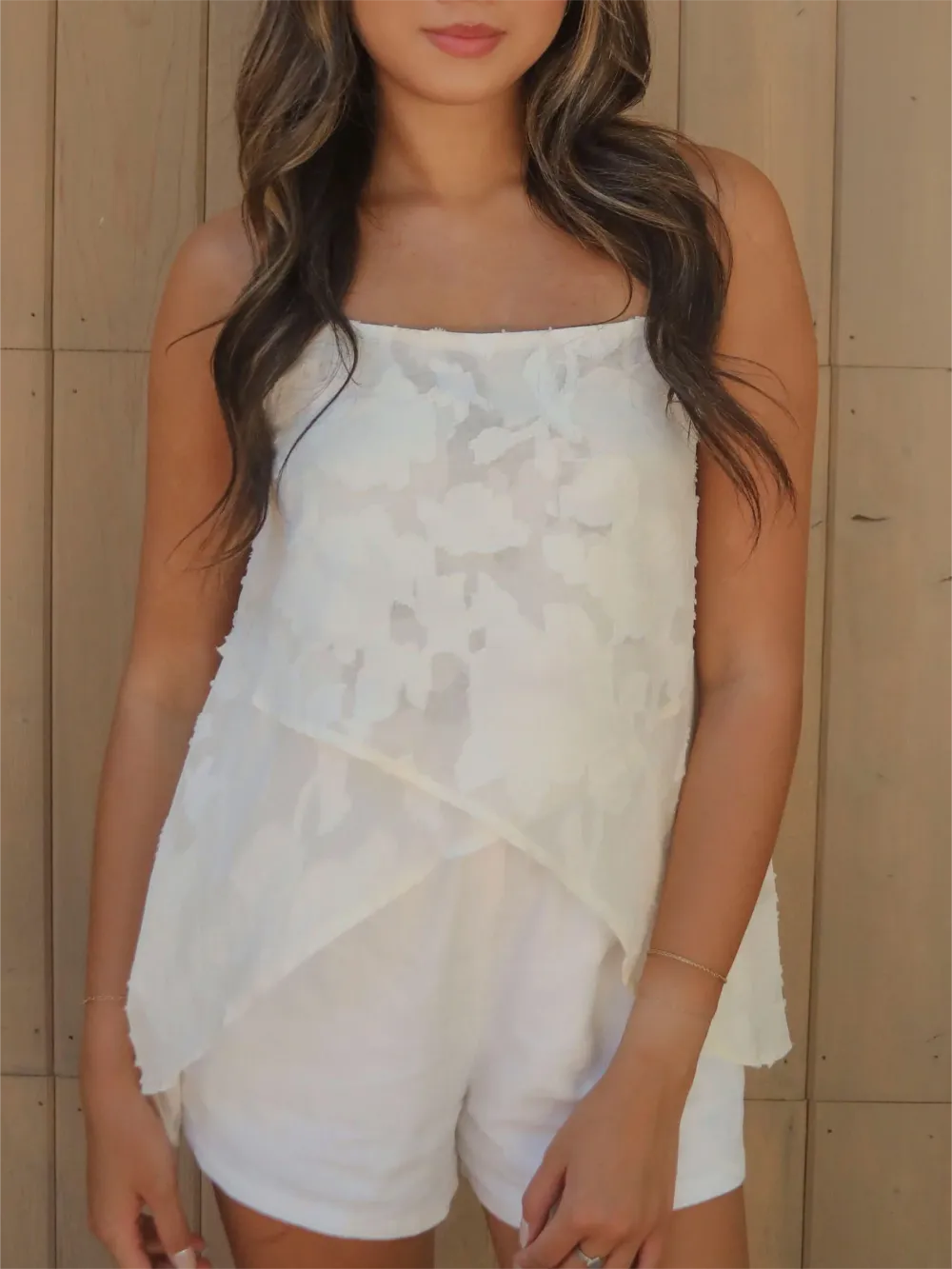 Sheer Ruffled Spaghetti Strap Top