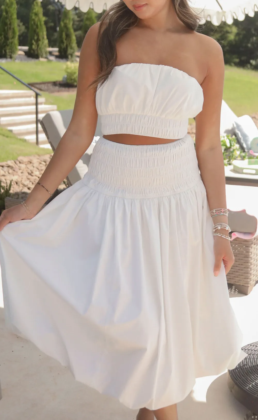 Strapless Crop Top and High waisted Skirt Set