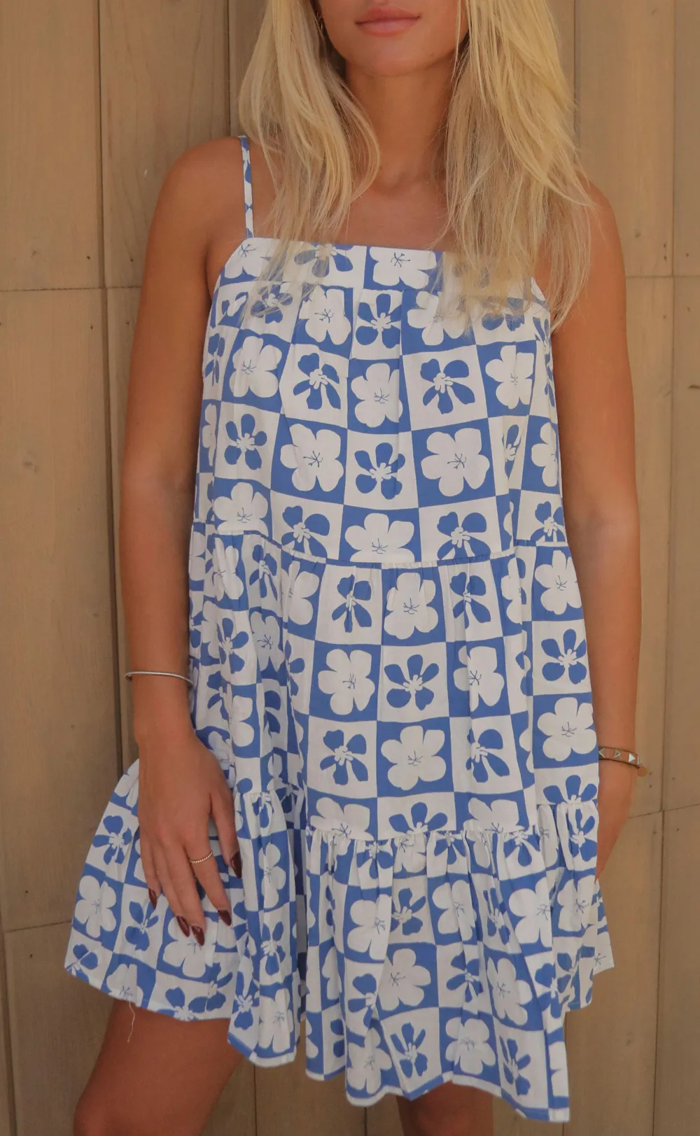 Geometric Patterned Ruffled Sundress