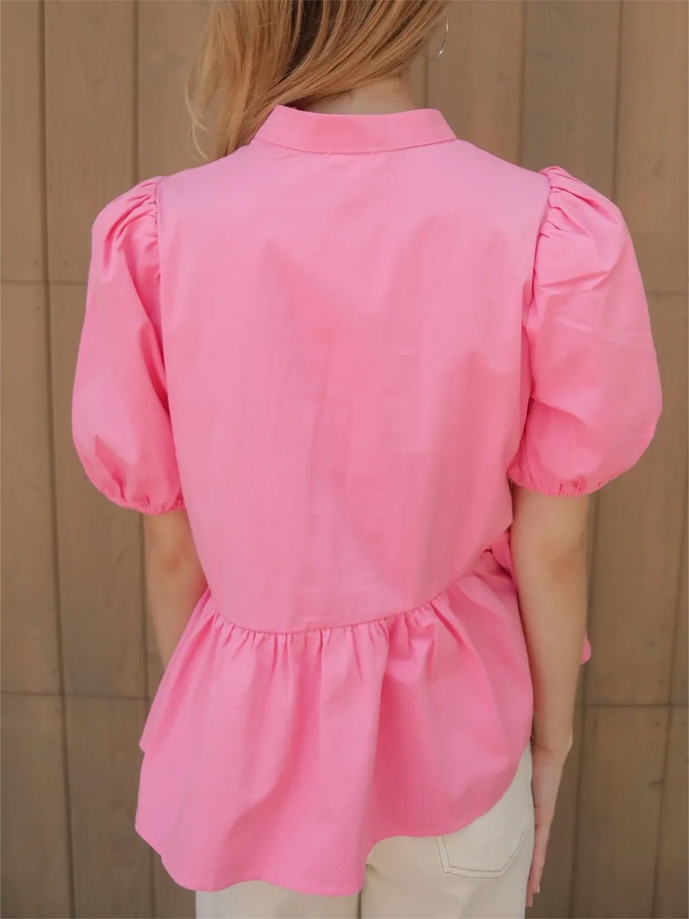 Puff Sleeve V Neck Blouse