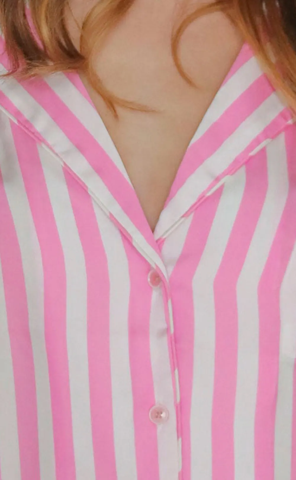 Pink Striped Short Sleeve Set