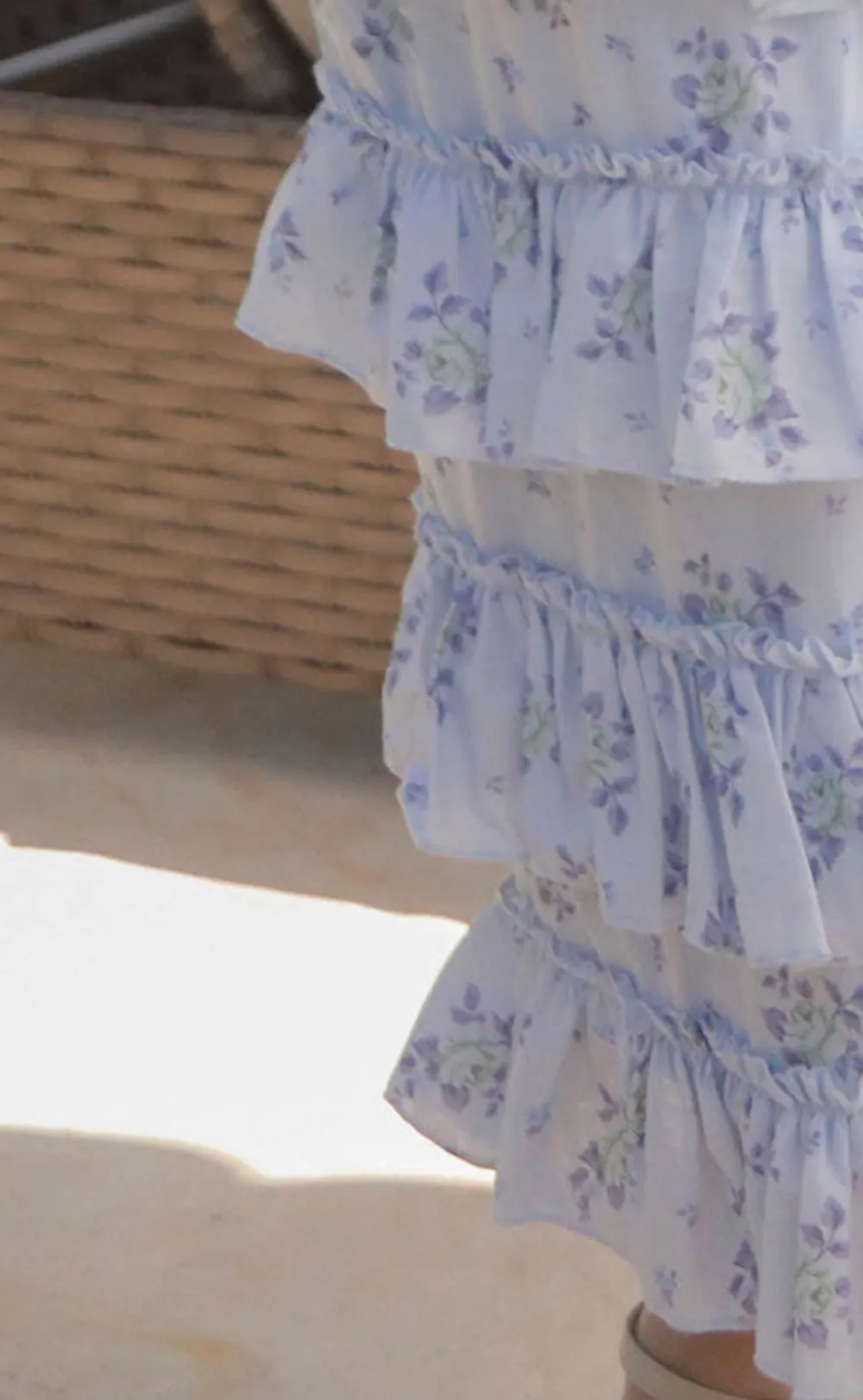 Light Blue Tiered Ruffled Maxi Dress