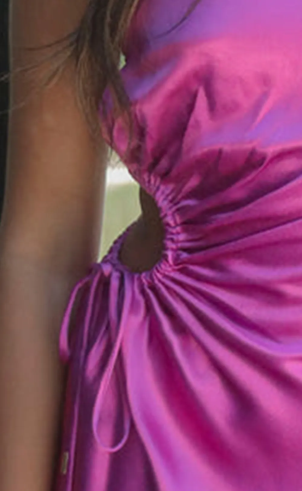 Purple One Shoulder Ruched Satin Dress