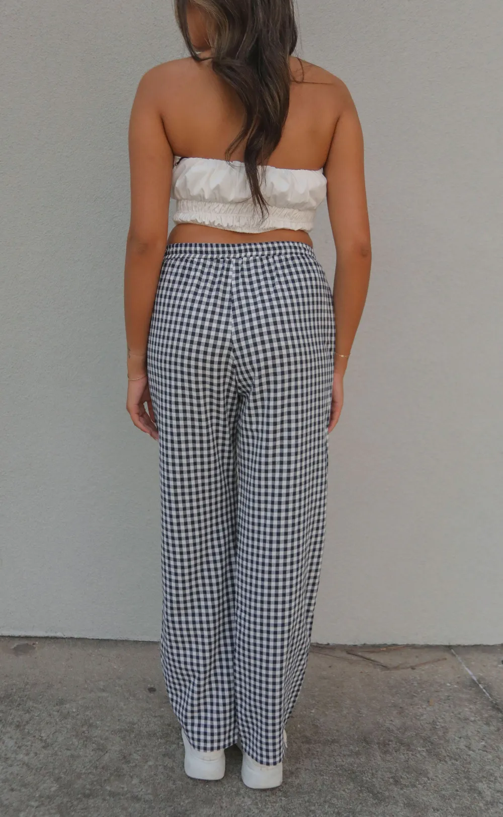 Black and White Gingham Wide Leg Pants