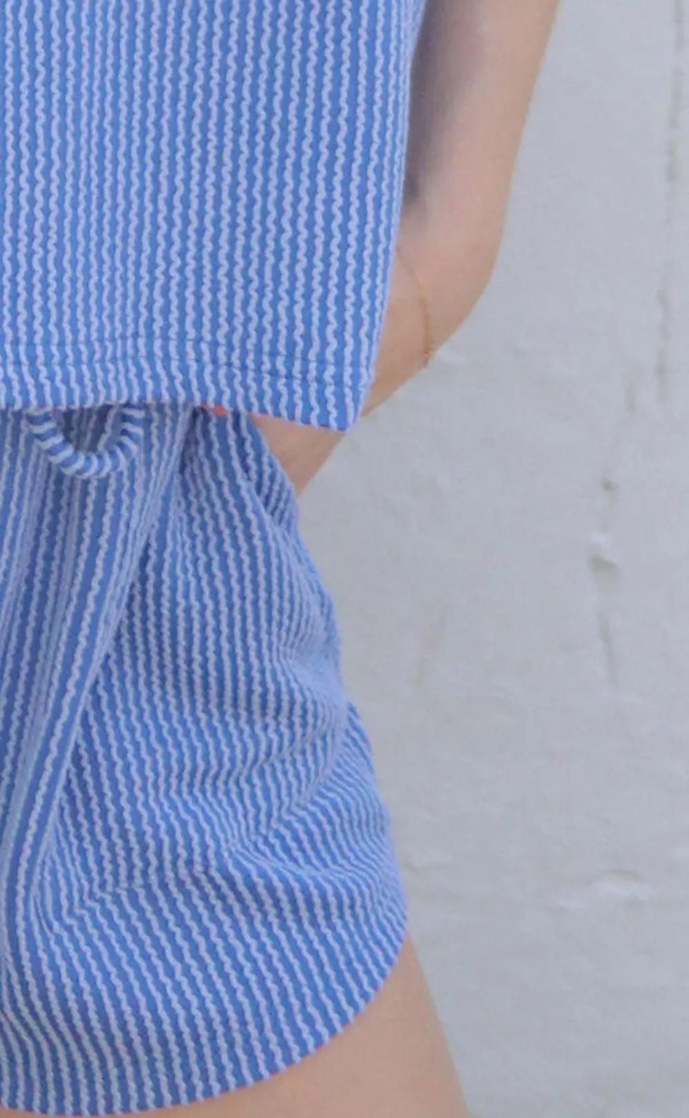 Blue Patterned Short Sleeve Set